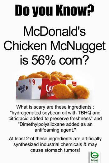 McDonalds Chicken McNuggets is 56% GMO Corn